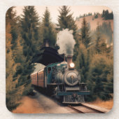 Vintage Steam Engine Train Bier Onderzetter (Voorkant)