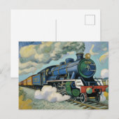 Vintage Steam Engine Train painting Briefkaart (Voorkant / Achterkant)