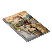 Vintage Steam Engine Train Painting Notitieboek (Rechterzijde)