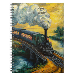 Vintage Steam Engine Train Painting Notitieboek