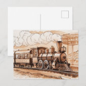 Vintage Steam Engine Train Sketch Briefkaart (Voorkant / Achterkant)