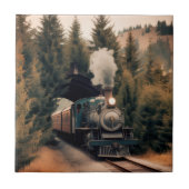 Vintage Steam Engine Train Tegeltje (Voorkant)
