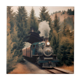 Vintage Steam Engine Train Tegeltje