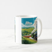 Vintage Steam Train Scenic Illustration Mug Koffiemok (Voorkant rechts)