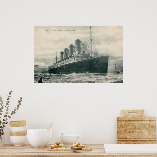 Vintage Steamer SS Lusitania Poster (Keuken)