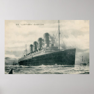 Vintage Steamer SS Lusitania Poster