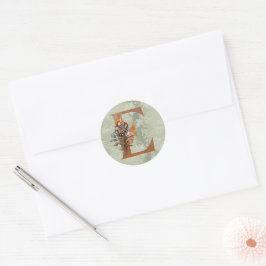 Vintage Steampunk Bloemletter E Ronde Sticker