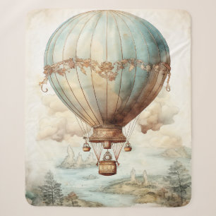 Vintage Steampunk Heet Luchtballon (2) Sherpa Deken