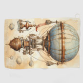 Vintage Steampunk Heet Luchtballon (3) Golfhanddoek (Horizontaal)