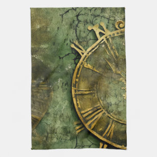Vintage Steampunk Klokwerk Smaragd Theedoek