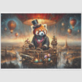 Vintage Steampunk Rode Panda Avontuur Decoupage Tissuepapier (Voorkant)