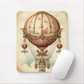 Vintage Steampunk Roze Heet Luchtballon Muismat (Met muis)