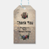 Vintage Steampunk Tandwielen & Rozen Bedankt Cadeaulabel (Voorkant)