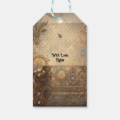 Vintage Steampunk Tandwielen & Rozen Bedankt Cadeaulabel (Achterkant)