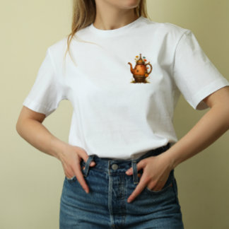 Vintage Steampunk Teapot with Flowers T-Shirt