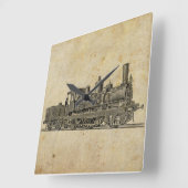 Vintage Steampunk Train Vierkante Klok (Hoek)