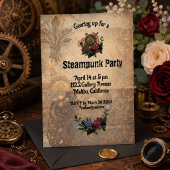 Vintage Steampunk Versnellingen & Rozen Custom Kaart