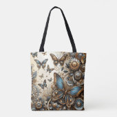 Vintage Steampunk Vlinders Met Monogram Tote Bag (Achterkant)