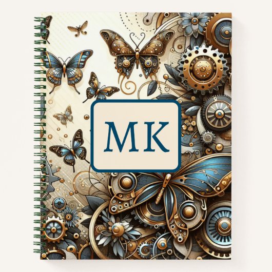 Vintage Steampunk Vlinders Notitieboek (Voorkant)