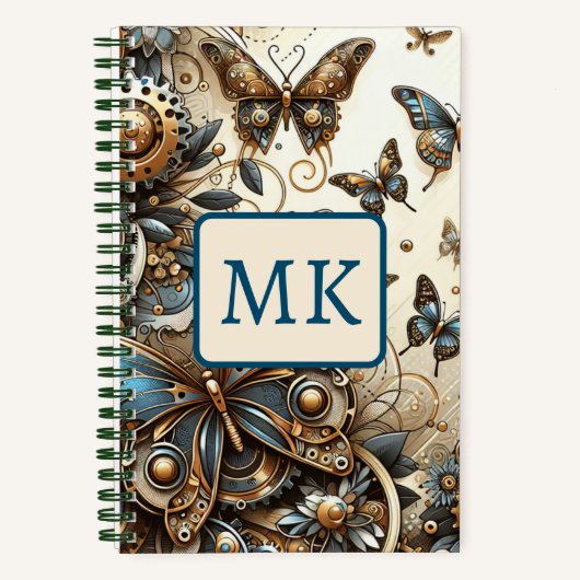 Vintage Steampunk Vlinders  Notitieboek (Voorkant)