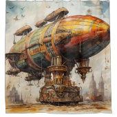 Vintage Steampunk Zeppelin (1) Douchegordijn (Voorkant)