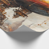 Vintage Steampunk Zeppelin Cadeaupapier (Hoek)