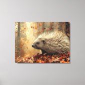 Vintage Stekelvarken in Herfstbladeren 32x24 Canvas Afdruk (Voorkant)