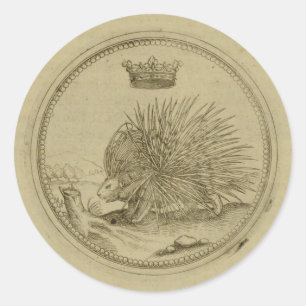 Vintage Stekelvarken Klassieke Ronde Sticker