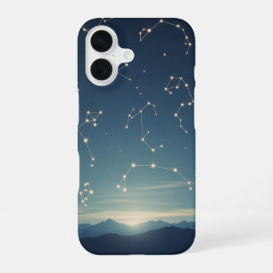 Vintage sterrenbeelden boven de bergen iPhone 16 hoesje