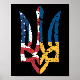 Vintage steun Oekraine Amerikaanse vlag Oekraïense Poster