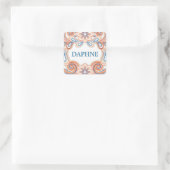 Vintage sticker met eigen naam en bloemen (Tas)
