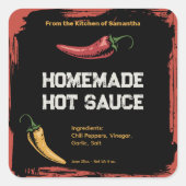 Vintage sticker met label voor hete saus (Voorkant)