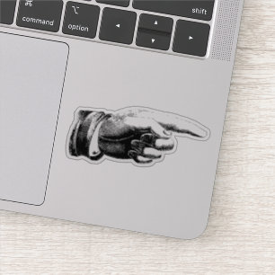 Vintage sticker met wijzende hand