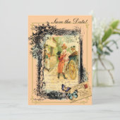 Vintage Stijl 18e Eeuw Koppel Save the Date Kaart (Staand voorkant)