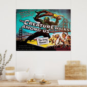 Vintage Stijl, Bedreiging, Nepbioscoop Poster (Keuken)