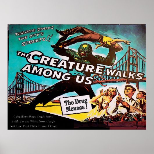 Vintage Stijl, Bedreiging, Nepbioscoop Poster (Voorkant)