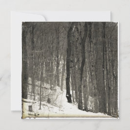 Vintage stijl besneeuwd bos  notitiekaartje