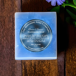 Vintage stijl blauwe folie zeep cosmetica  ronde sticker