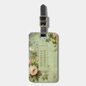 Vintage stijl bloemrozen bagagelabel (Voorkant verticaal)