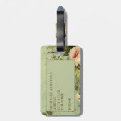 Vintage stijl bloemrozen bagagelabel (Achterkant verticaal)