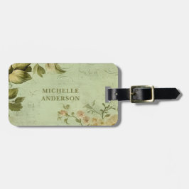 Vintage stijl bloemrozen bagagelabel