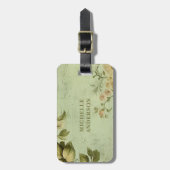 Vintage stijl bloemrozen bagagelabel (Voorkant verticaal)