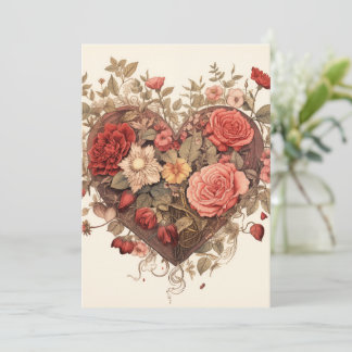 Vintage Stijl Botanische Valentijnskaart Feestdagenkaart