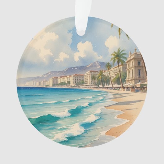 Vintage Stijl Cote D'Azur Franse Reis  Ornament (voorkant)