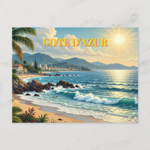 Vintage Stijl Cote D'Azur Franse Reizen Feestdagenkaart