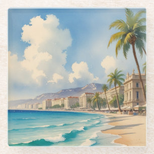 Vintage Stijl Cote D'Azur Franse Reizen Glazen Onderzetter