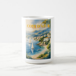 Vintage Stijl Cote D'Azur Franse Reizen Koffiemok