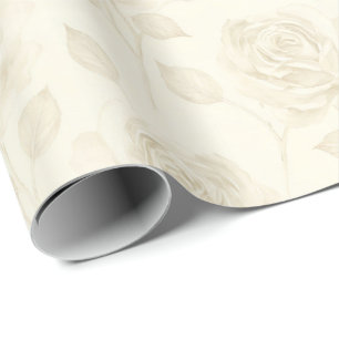 Vintage stijl enkele stelen rozen in ivoor tinten cadeaupapier