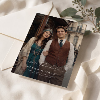 Vintage Stijl Foto | Moderne Budget Bruiloft Save The Date