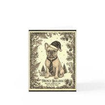 Vintage stijl Franse Bulldog Kerstkaart met Bio